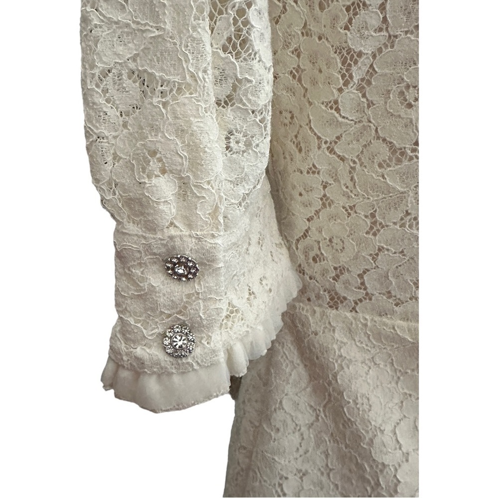 Zara Lacey Floral Lined Rhinestone Button Party Dress S - Picture 4 of 13